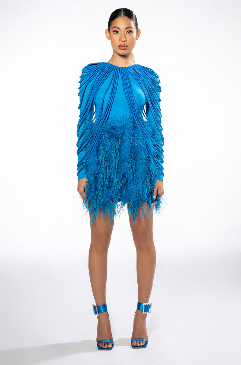 Extra View Real Ostrich Feathers Mini Skirt
