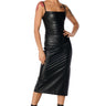 Front View Rebecca Strappy Pu Midi Dress