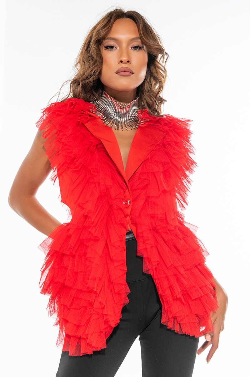 Front View Rebecca Tulle Fashion Blazer 0