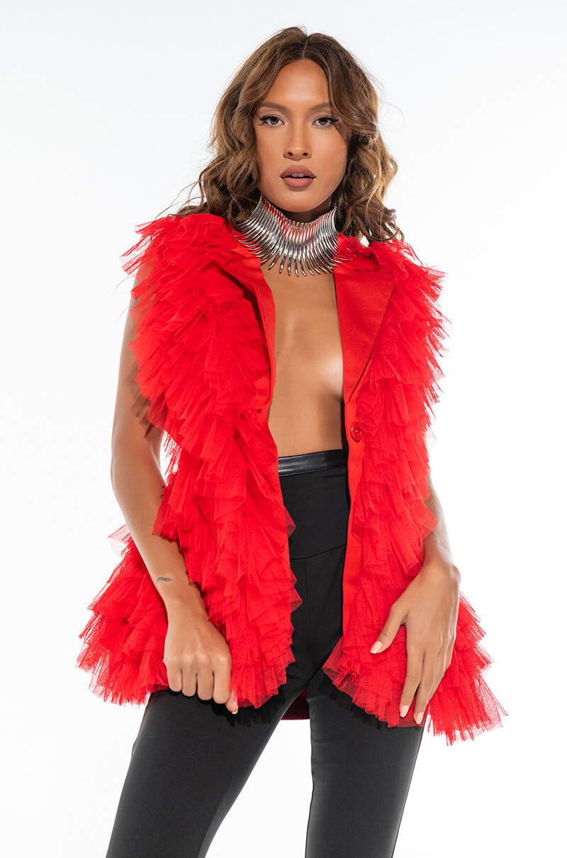 Side View Rebecca Tulle Fashion Blazer 1