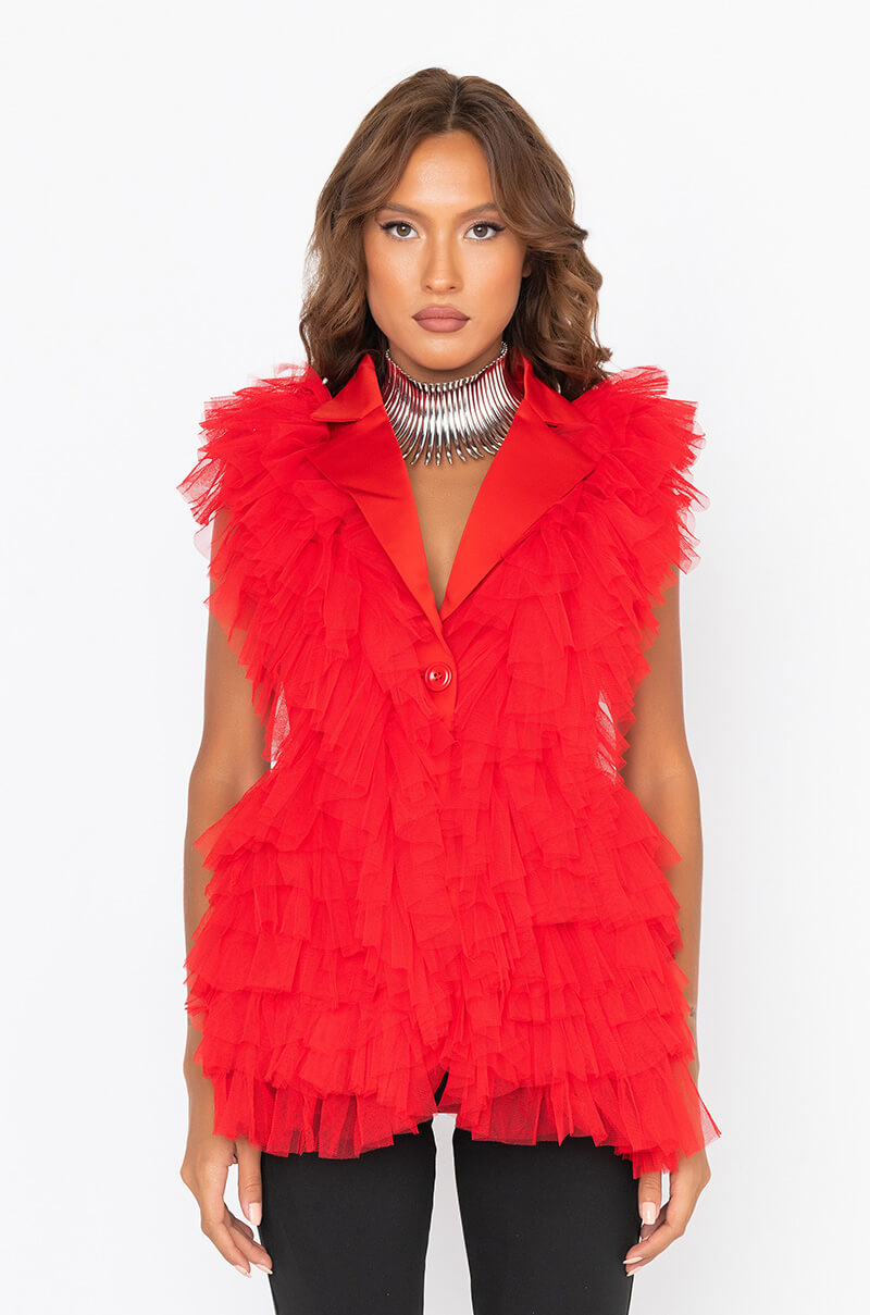 Back View Rebecca Tulle Fashion Blazer 2