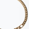 Close-up image of the REBEL GIRL CHAIN CHOKER arranged in a partial loop on a white background. The gold chain links are large, shiny, and interlocking, creating a luxurious and elegant appearance.