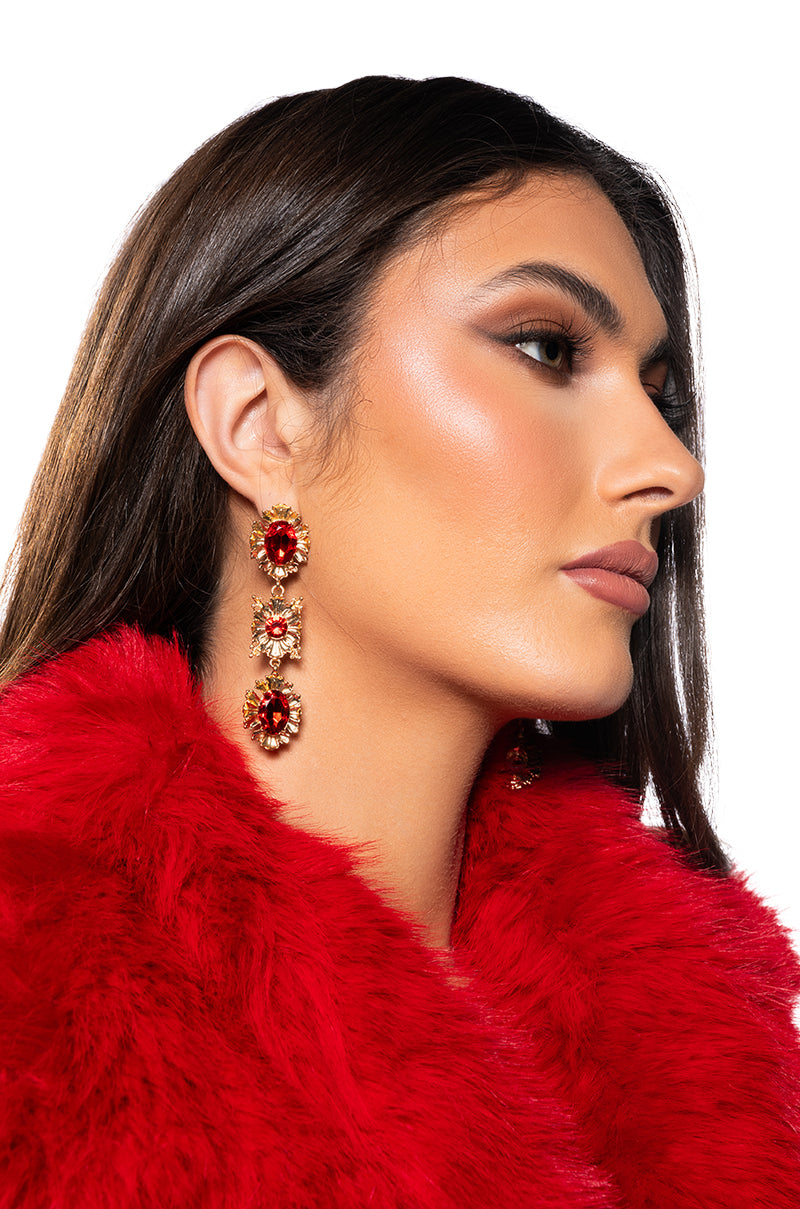 Front View Red Lady Earring