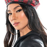 Front View Red Plaid Beret