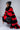 Front View Reddy For It Red And Black Faux Fur Long Jacket