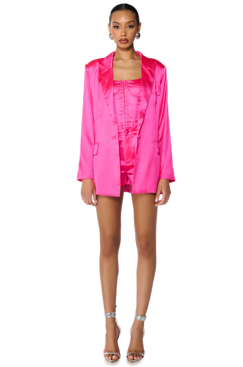 Extra View Reese Satin Shorts In Pink