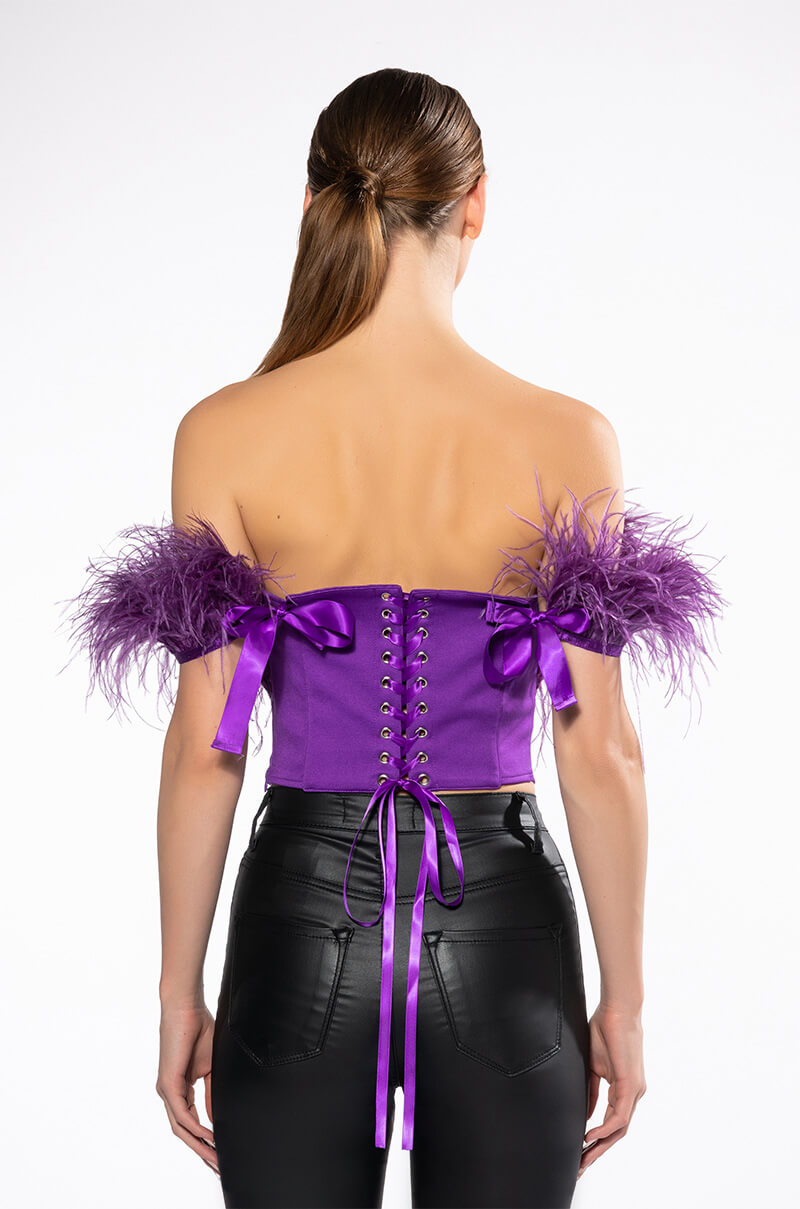 Full View Regal Off The Shoulder Feather Corset