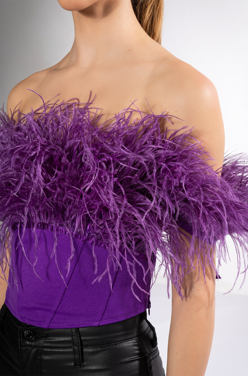 Extra View Regal Off The Shoulder Feather Corset