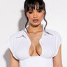 Front View Regardless Cropped Collared Blouse