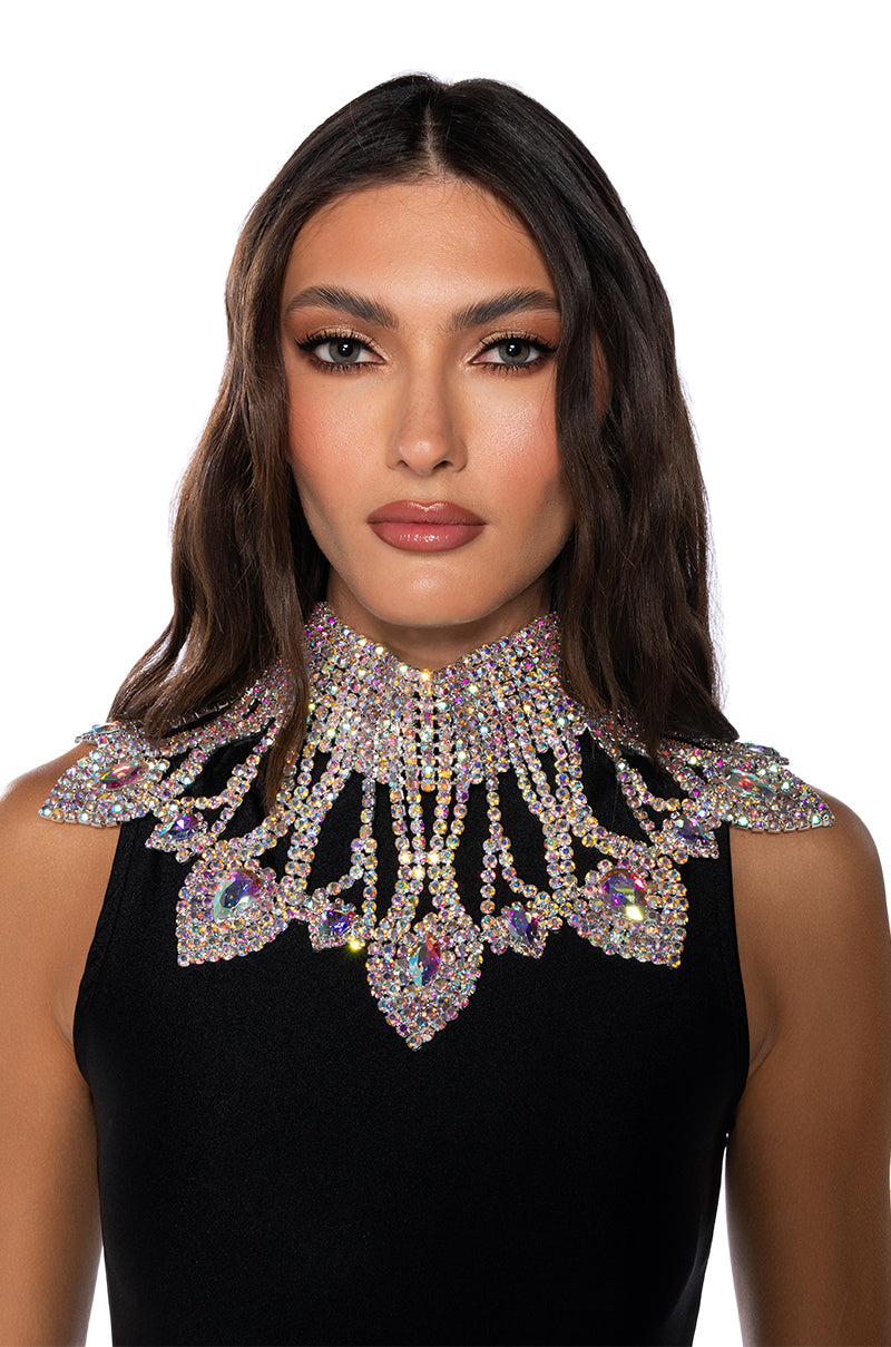 Front View Regent Embellished Statement Necklace