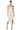 Front View Reina Ruched Mesh Midi Dress In Cream