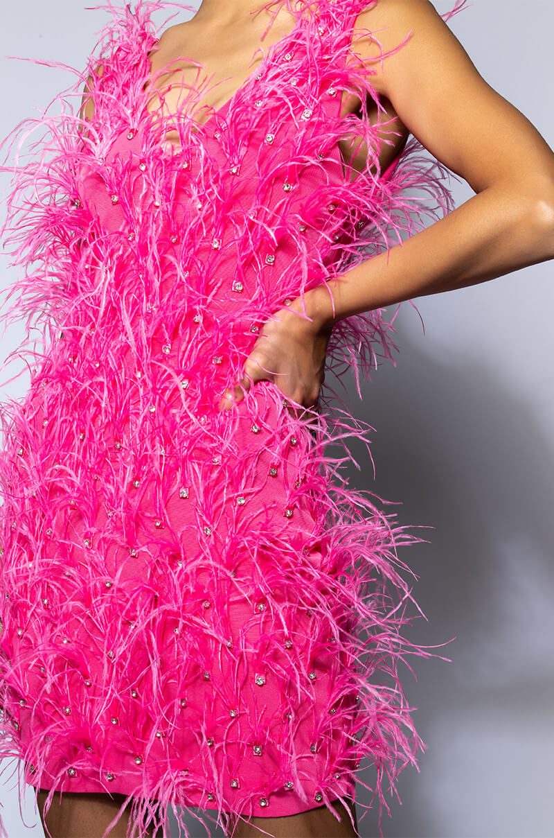 STAR OF THE SHOW FEATHER MINI DRESS AKIRA STAR OF THE SHOW FEATHER MINI DRESS AKIRA