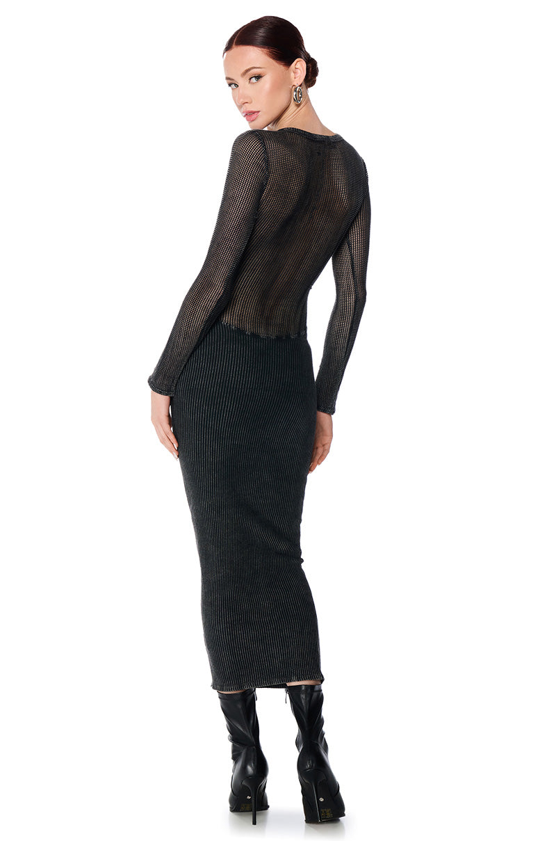 Detail View Renee Mesh Knit Midi Dress 3