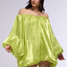 Front View Renee Oversized Satin Mini Dress