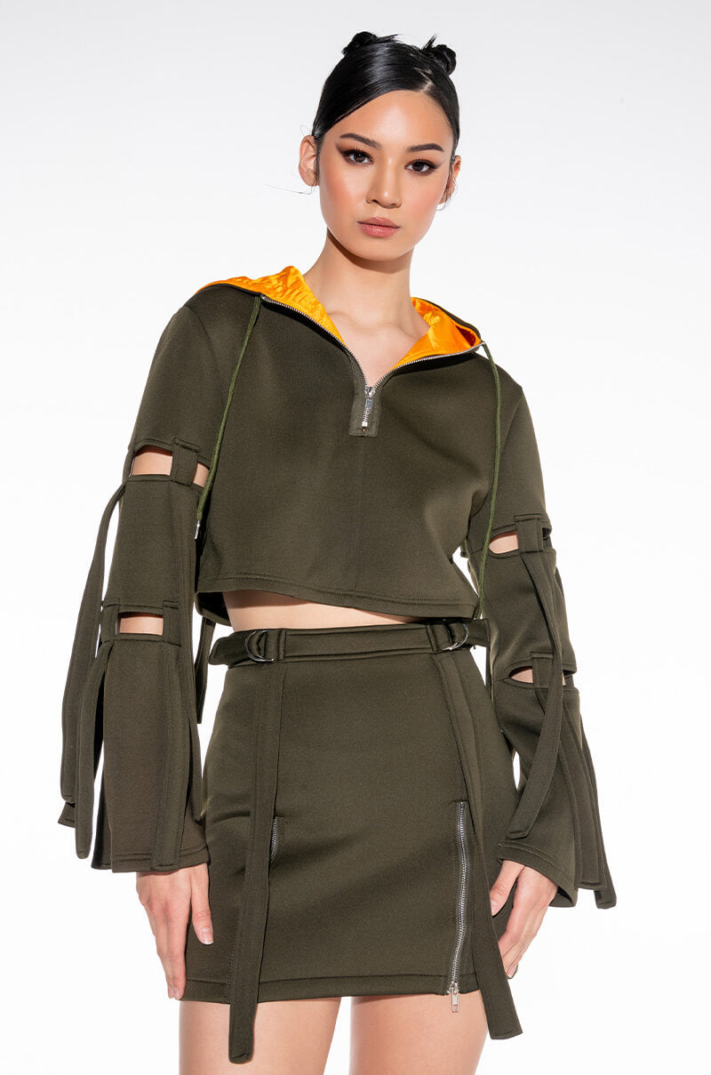 Side View Reporting For Duty Strappy Scuba Mini Skirt