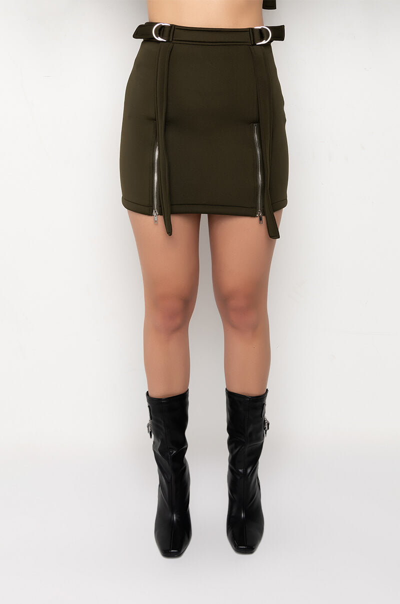 Detail View Reporting For Duty Strappy Scuba Mini Skirt