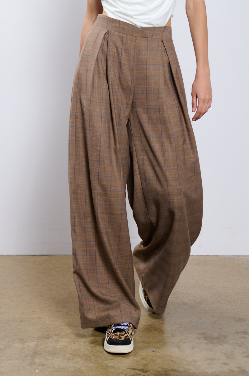 Front View Reporting To Business Plaid Trouser