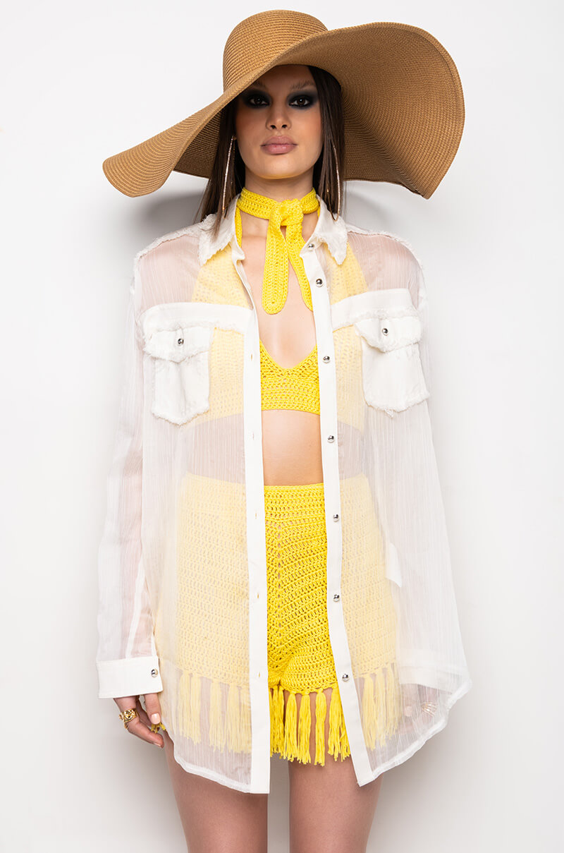 Extra View Resort Aria Oversized Button Down Blouse