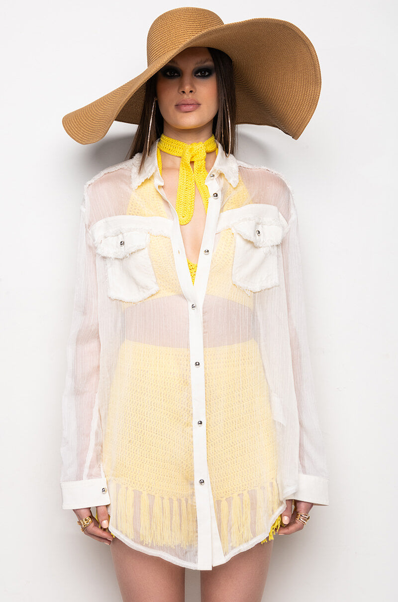 Extra View Resort Aria Oversized Button Down Blouse