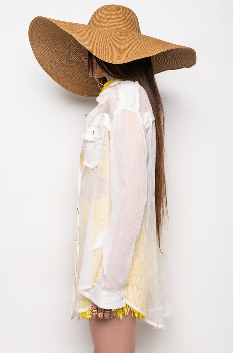 Extra View Resort Aria Oversized Button Down Blouse