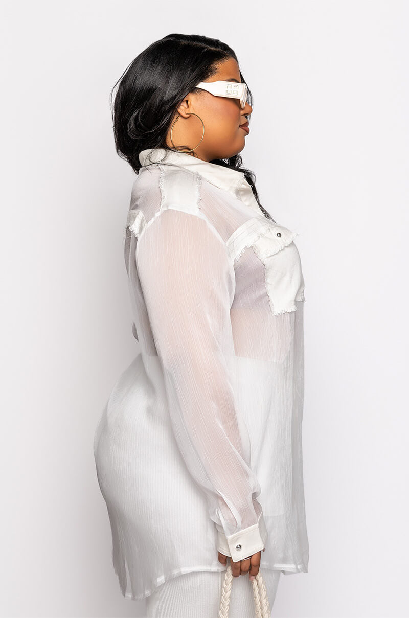 Detail View Resort Plus Aria Oversized Button Down Blouse