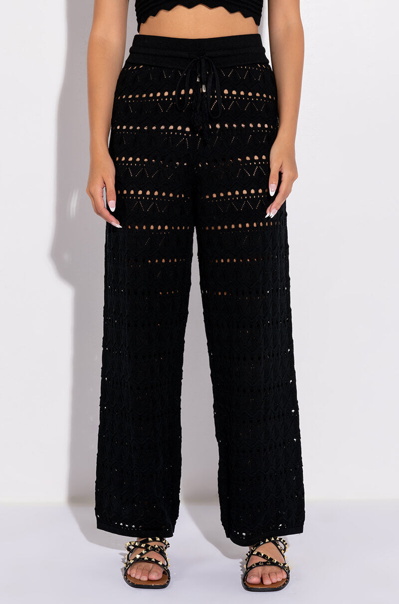 Front View Resort Ready Crochet Wide Leg Pant