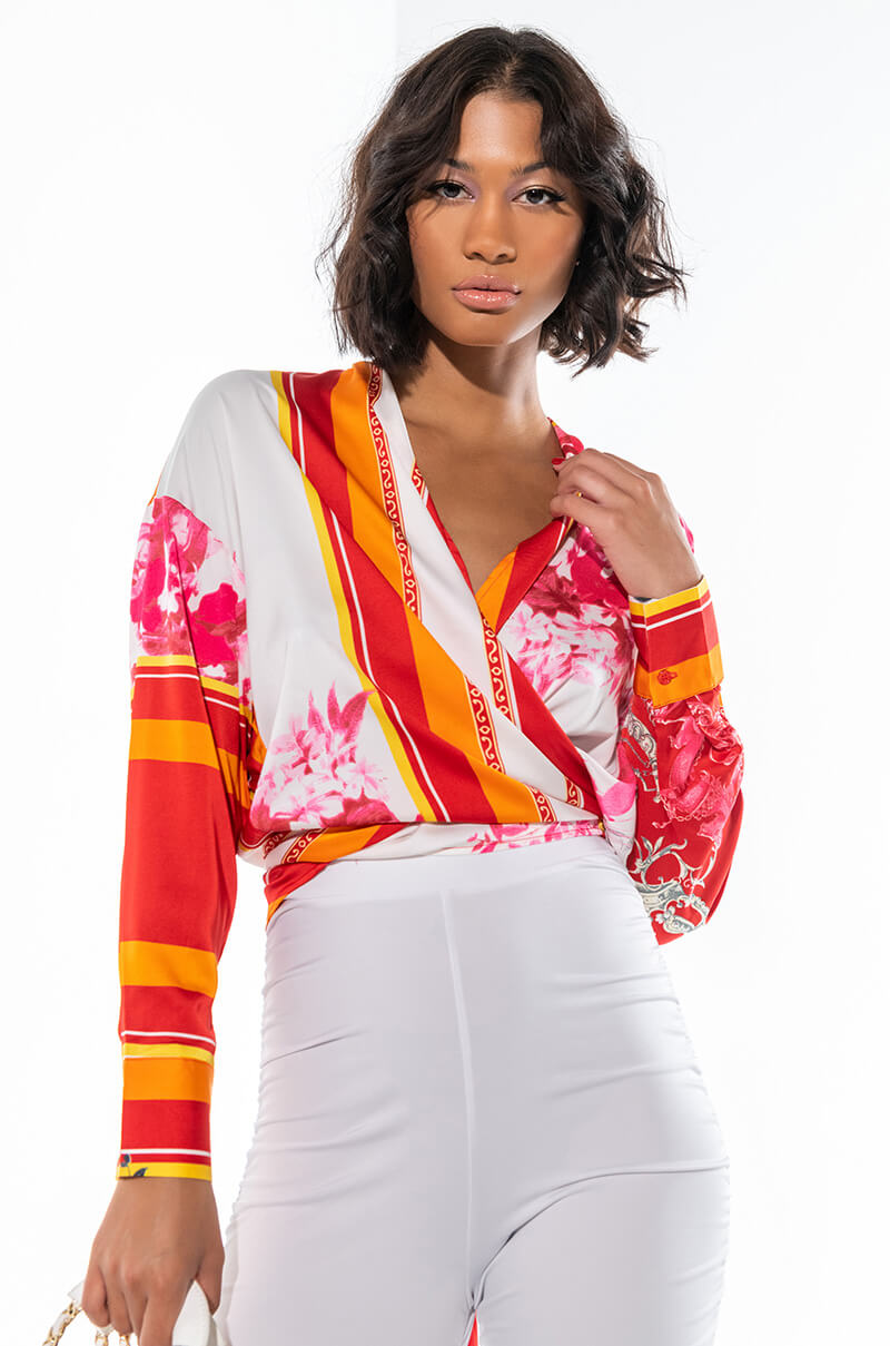 RESORT VIBES TIE FRONT TOP RED MULTI view 0