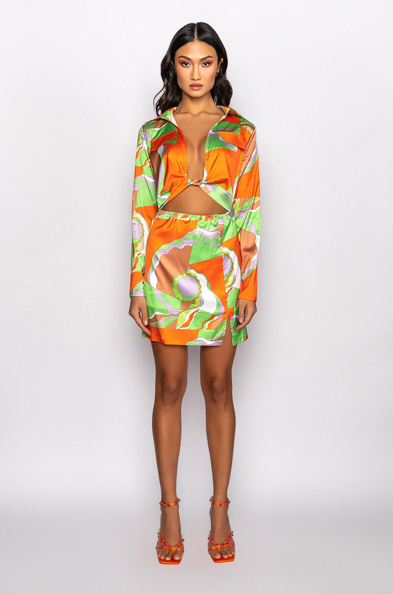 Extra View Retro Babe Stretch Satin Mini Dress