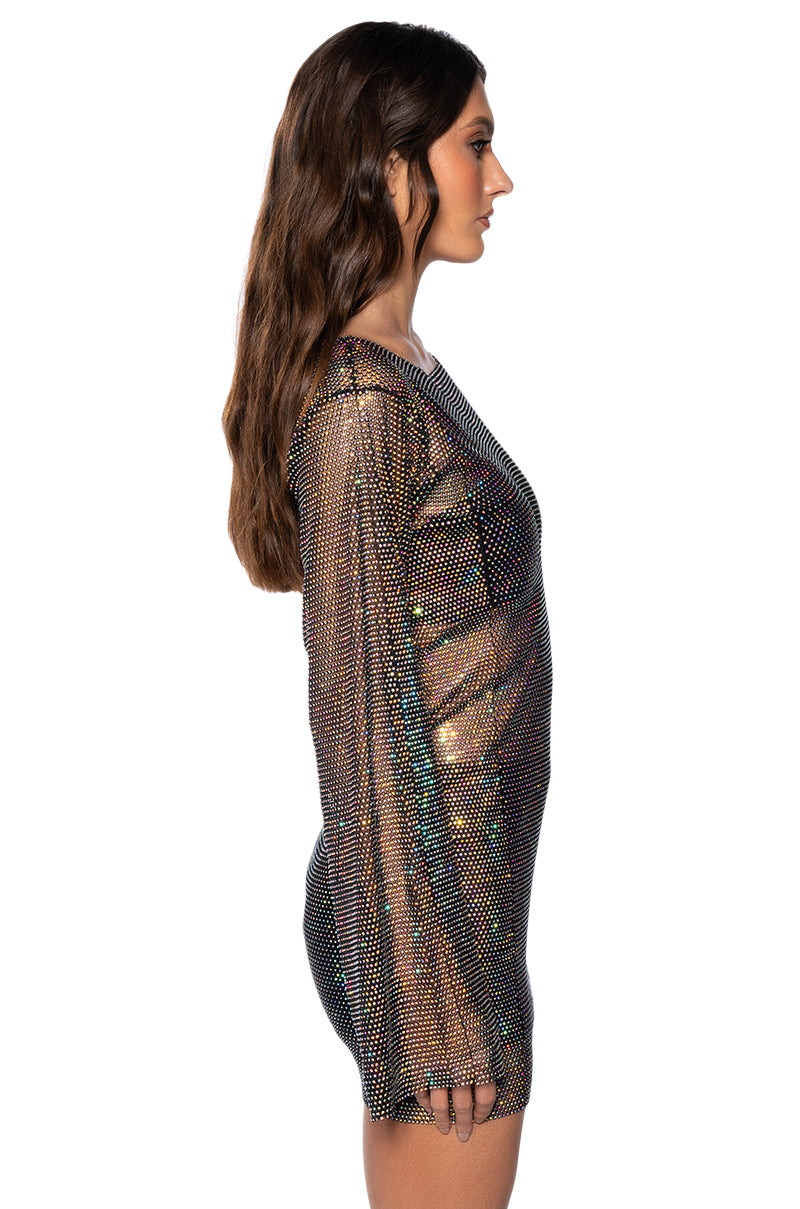 RETRO RHINESTONE MESH MINI DRESS AKIRA RETRO RHINESTONE MESH MINI DRESS AKIRA