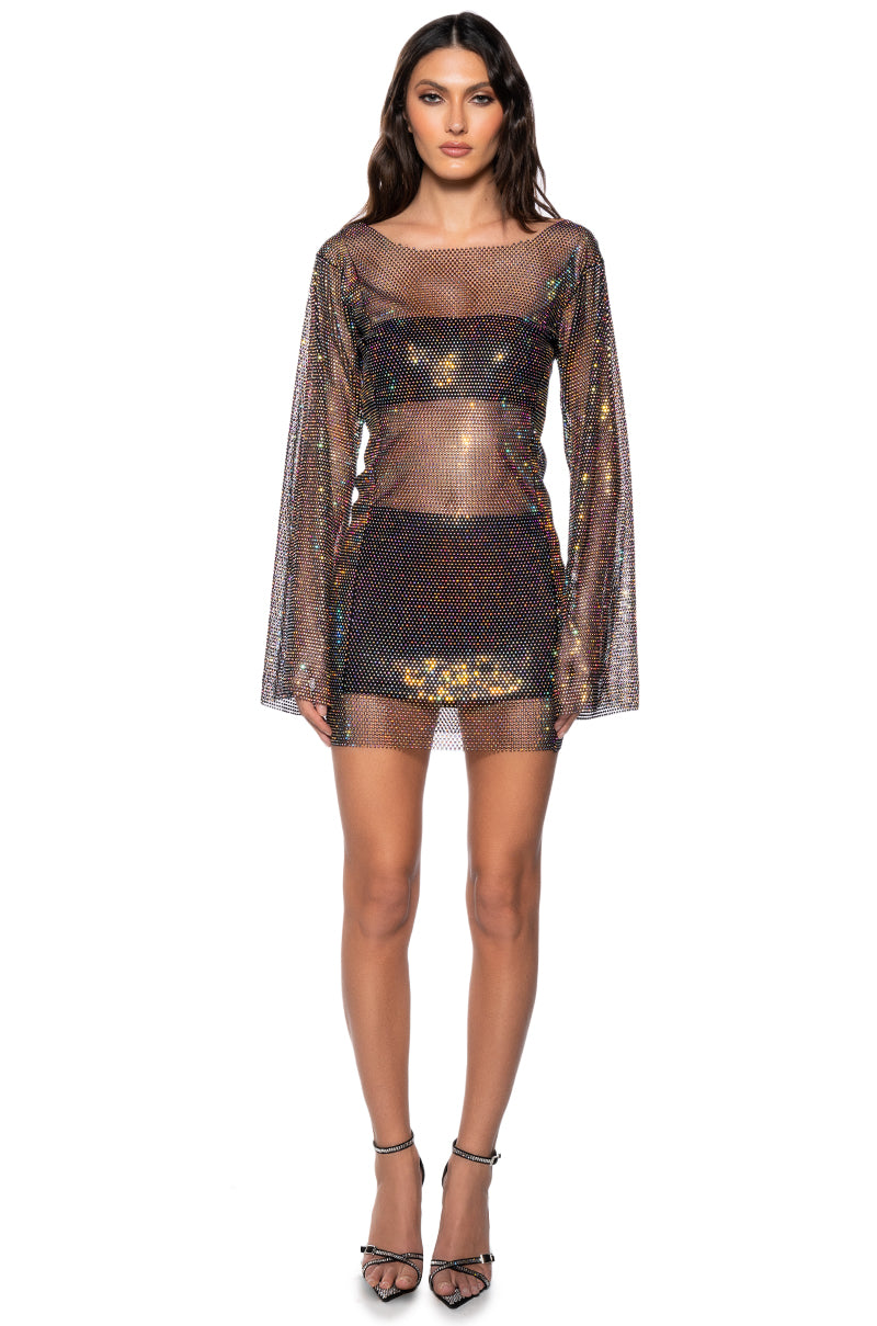 RETRO RHINESTONE MESH MINI DRESS AKIRA RETRO RHINESTONE MESH MINI DRESS AKIRA