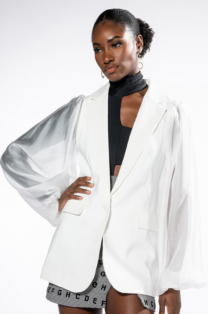 PRISCILLA PRESELY CHIFFON SLEEVE BLAZER view 0