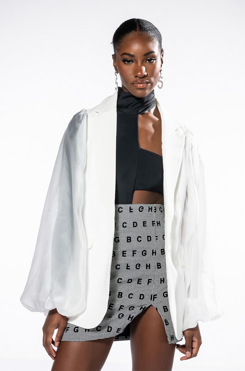 Detail View Retro Romance Chiffon Sleeve Blazer