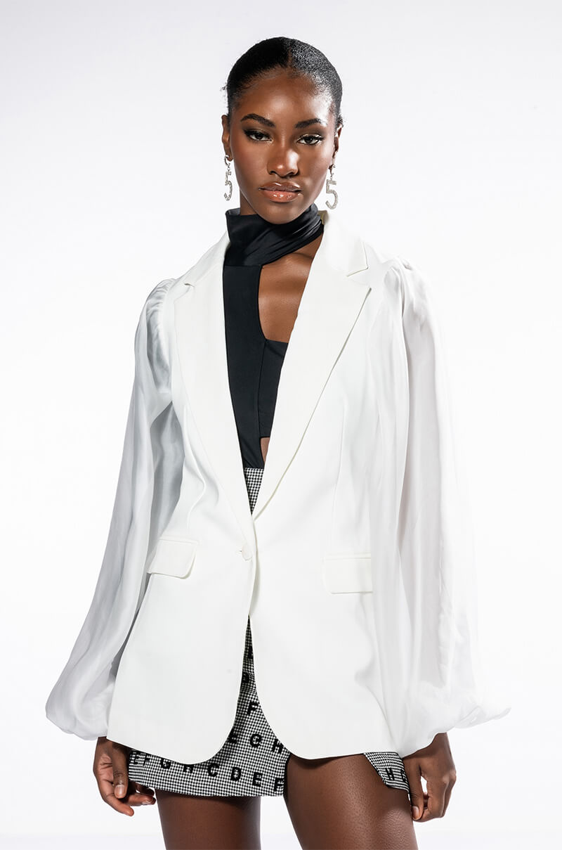 Full View Retro Romance Chiffon Sleeve Blazer