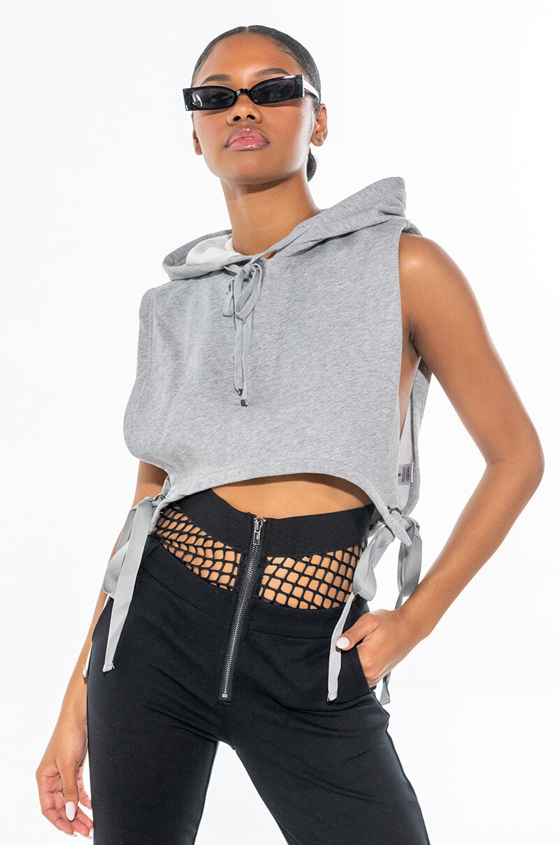 Side View Reverse The Time 2.0 Cropped Sleeveless Hoodie 1