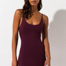 Front View Reyla Mini Bodycon Dress in Dark Purple