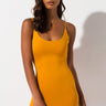 Front View Reyla Mini Bodycon Dress in Dark Yellow