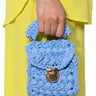 Front View Rhebekka Woven Bag In Blue