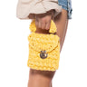 Front View Rhebekka Woven Bag In Yellow