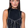 Front View Rhinestone Corset Body Chain
