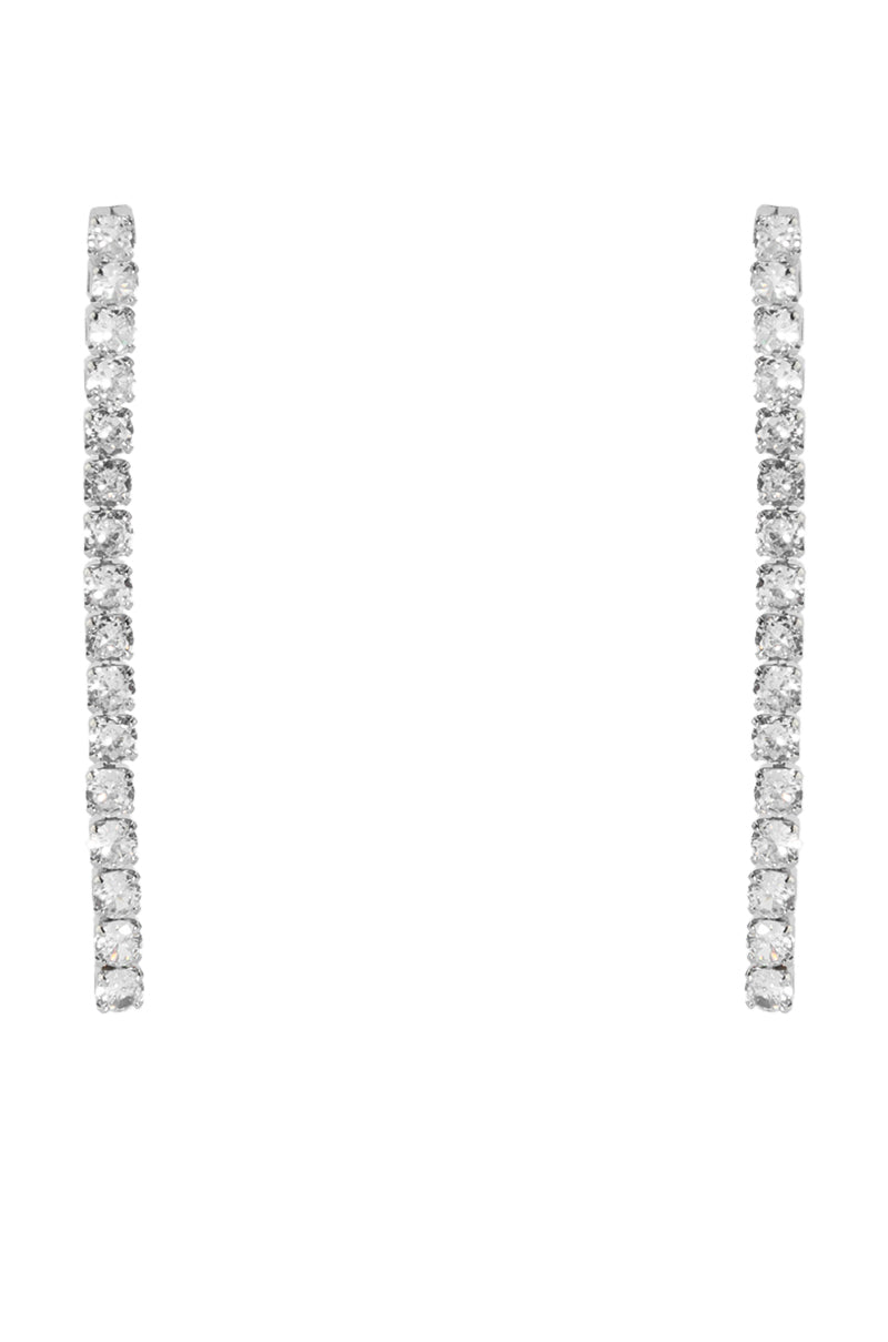 Side View Rhinestone Drop Earring In Silver