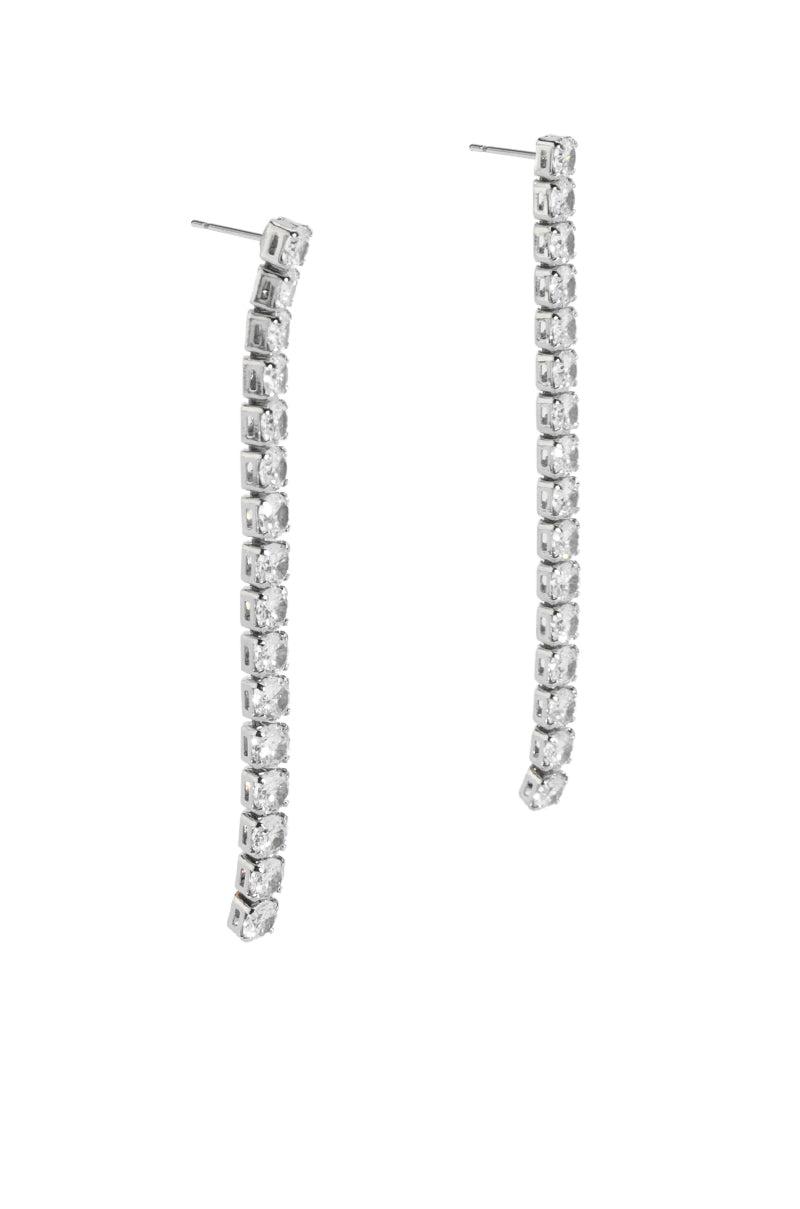Back View Rhinestone Drop Earring In Silver