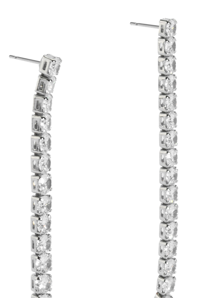 Detail View Rhinestone Drop Earring In Silver