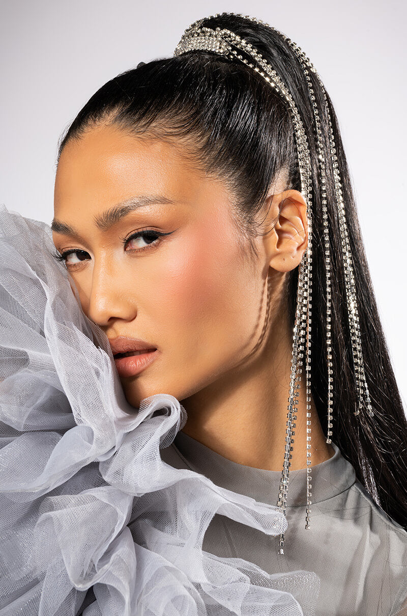 RHINESTONE FRINGE HAIR PONY PIN view 0