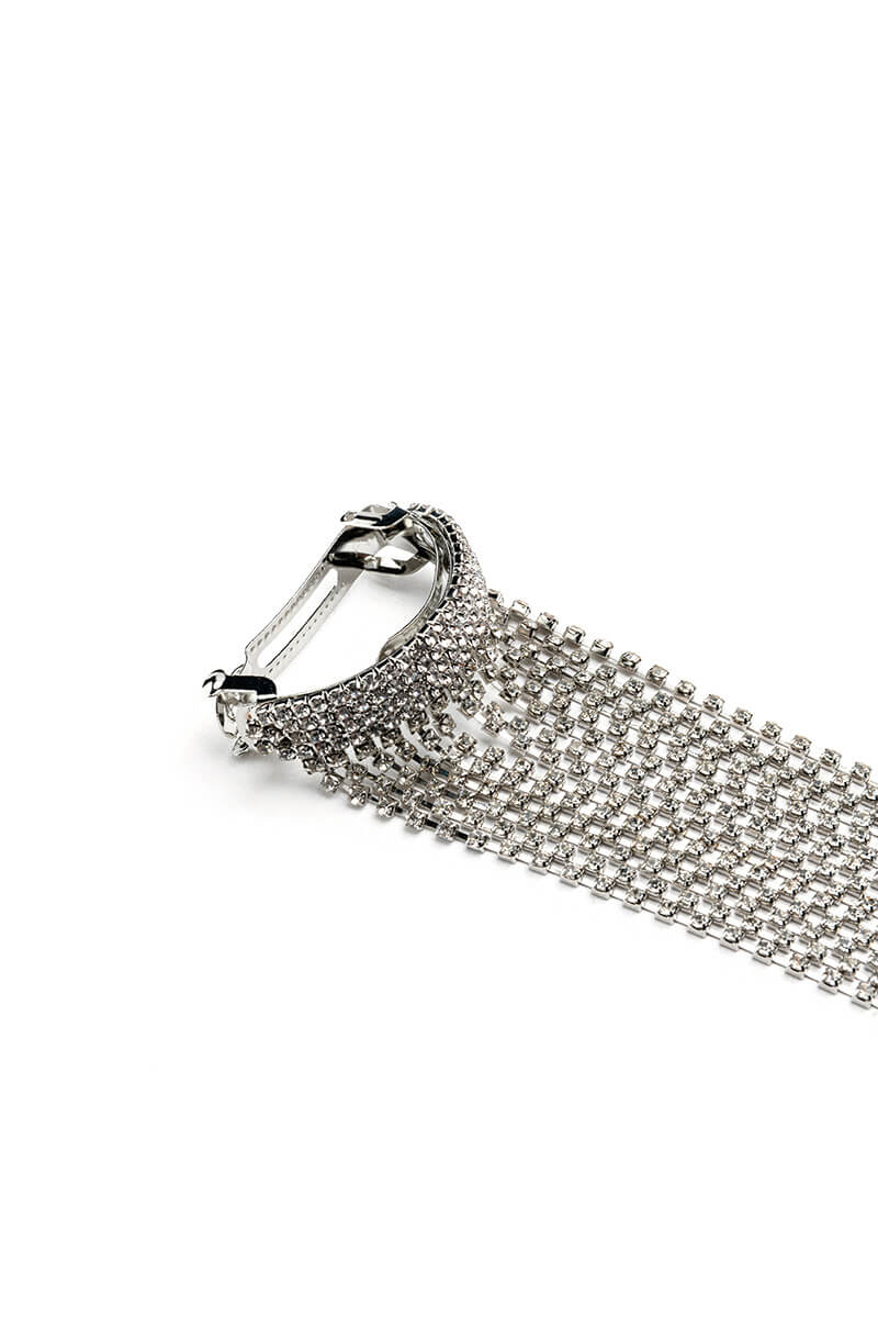 Detail View Rhinestone Fringe Hair Pony Pin