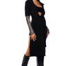 Front View Rhinestone Mesh Sleeve Duster