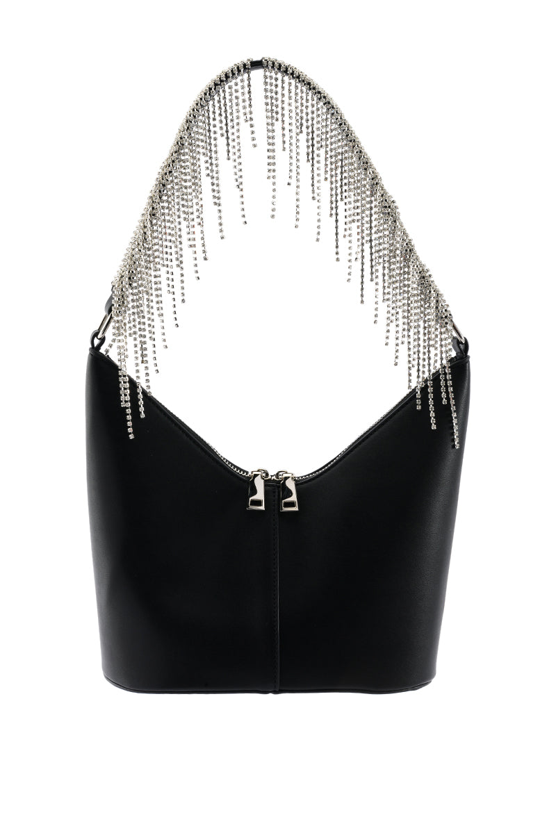 Side View Rhinestone Waterfall Purse