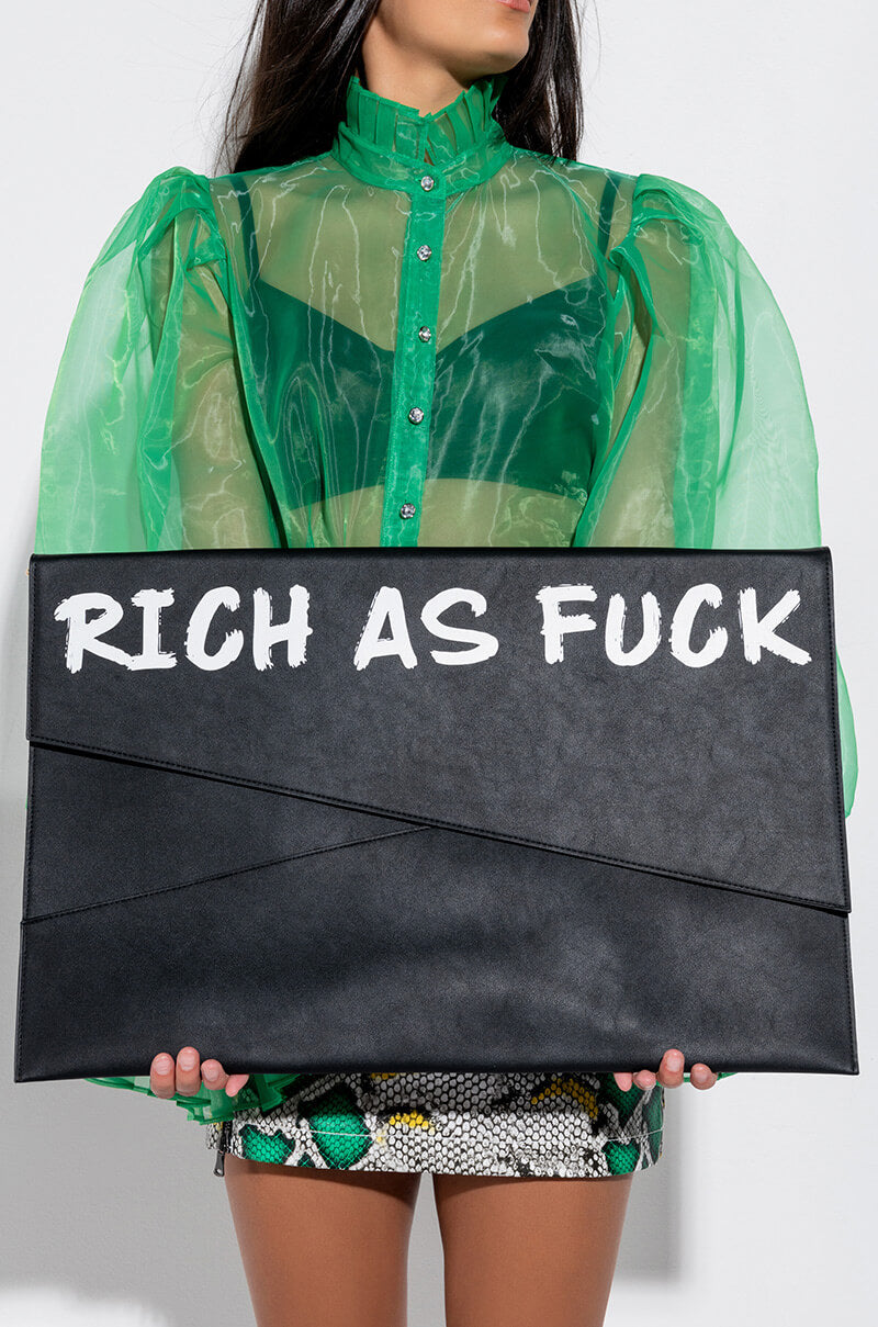 Front View Rich As F*ck Supersized Clutch
