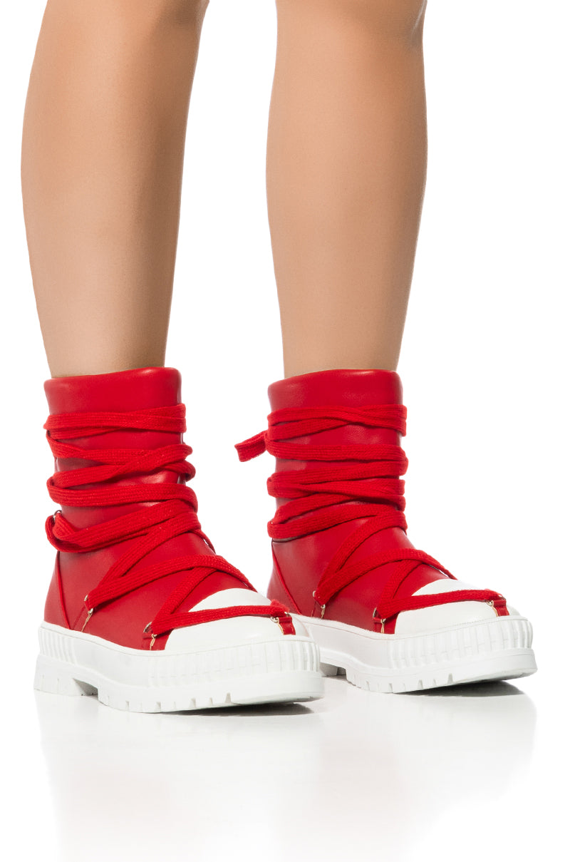 RICHIE RED LACE TIED SNEAKER view 0