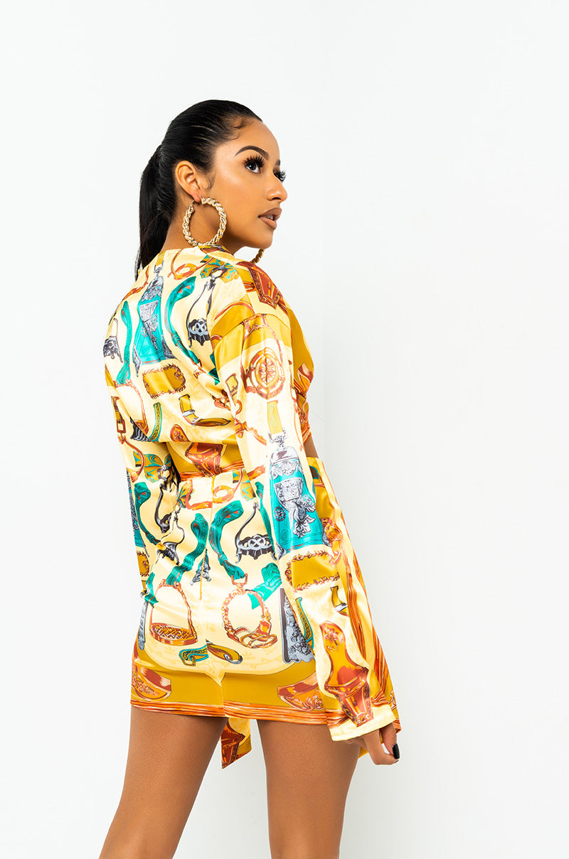 Detail View Richin In Chains Mini Skirt in Yellow Multi