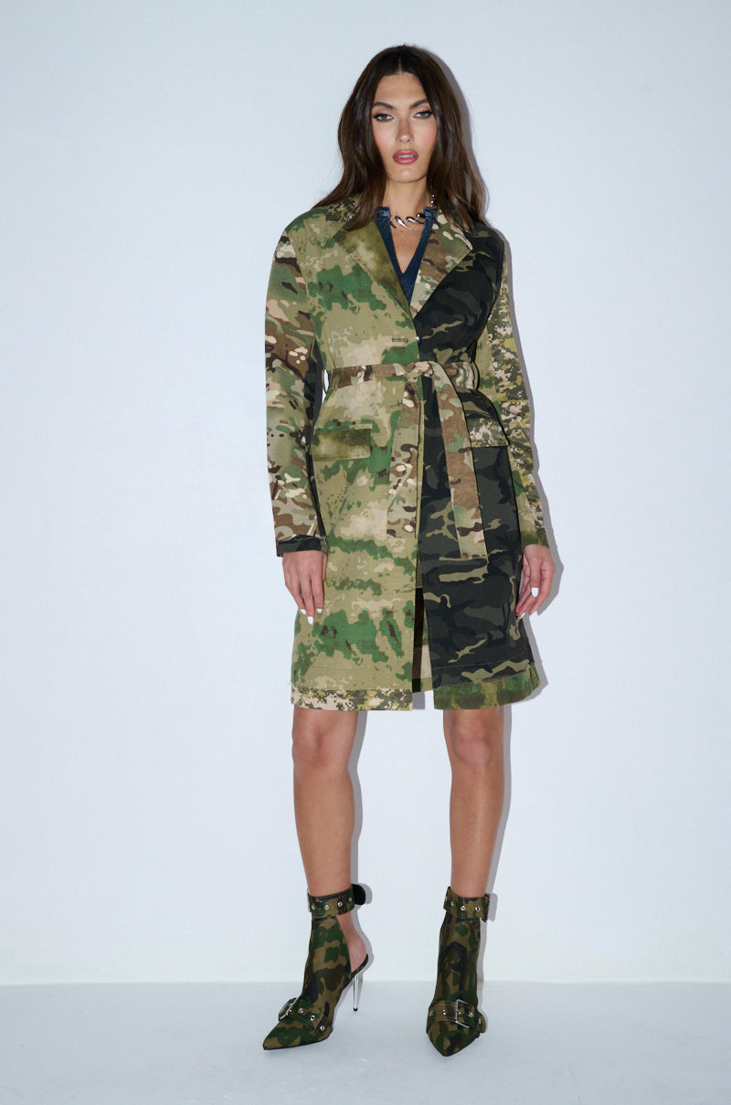 Extra View Ricky Patchwork Camo Trench
